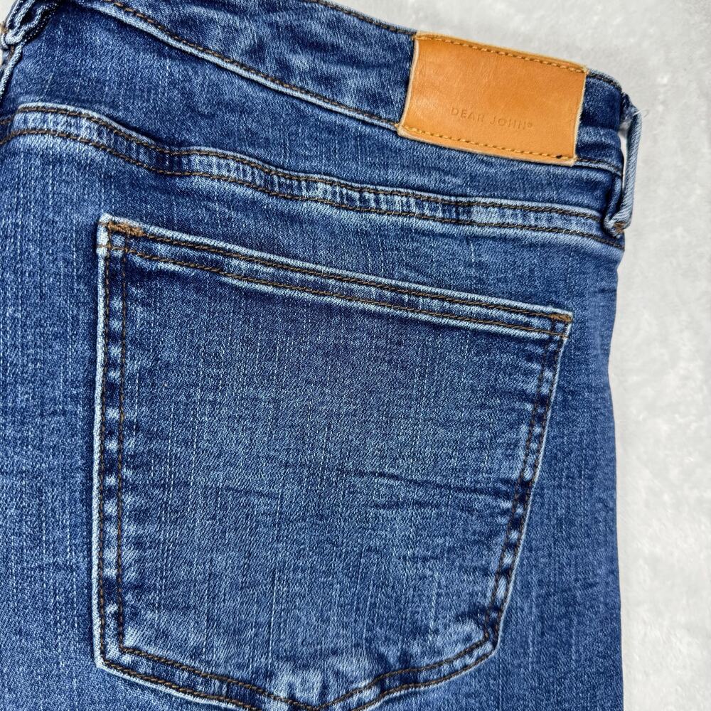 Dear John Denim Women's 32 Blue Wash Straight Leg Raw Hem Stretch - Picture 4 of 10